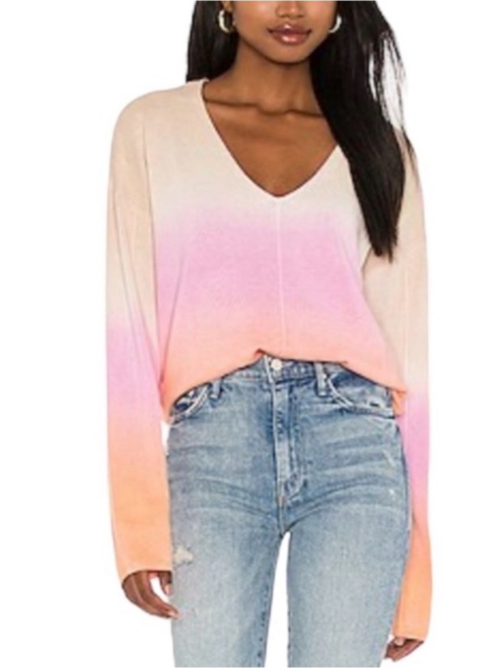Sanctuary Horizon Sunset Ombre V-Neck Lightweight Sweater